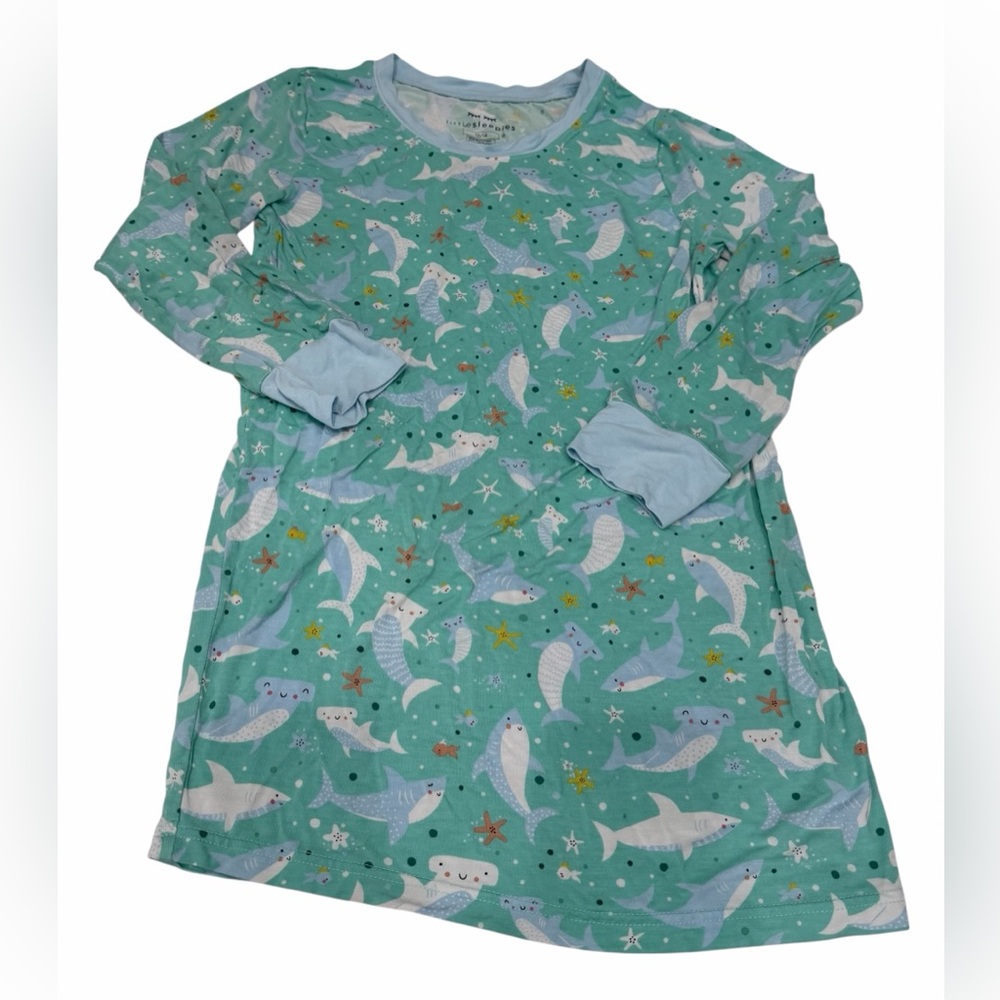 Little Sleepies Kids Pajama Top Long Sleeve Ocean Sharks Print Size 12/14